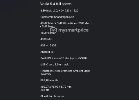 הודלף: זהו ה-Nokia 5.4; יוכרז בקרוב